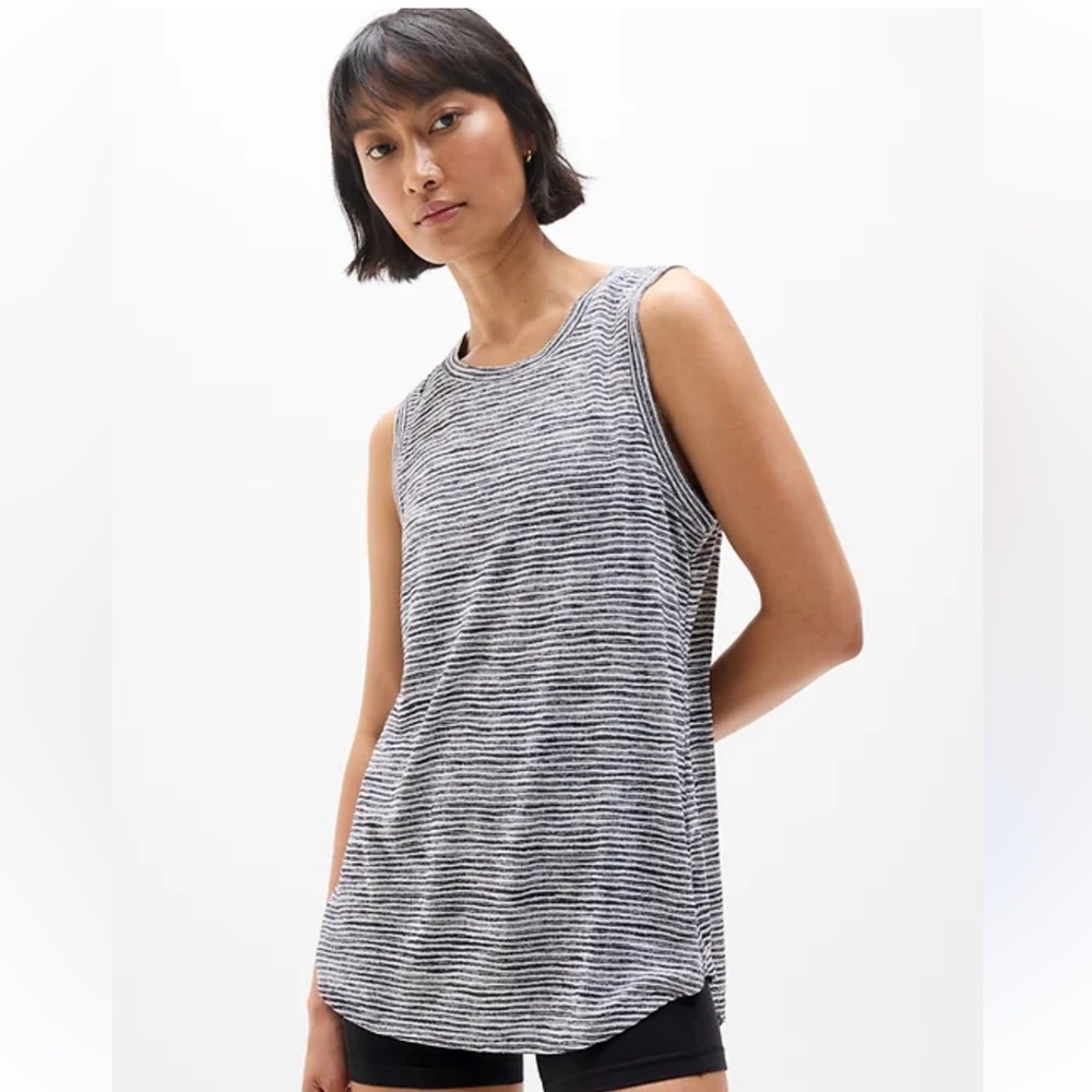 Athleta Breezy Blue & White Striped Athletic Tank Top Medium